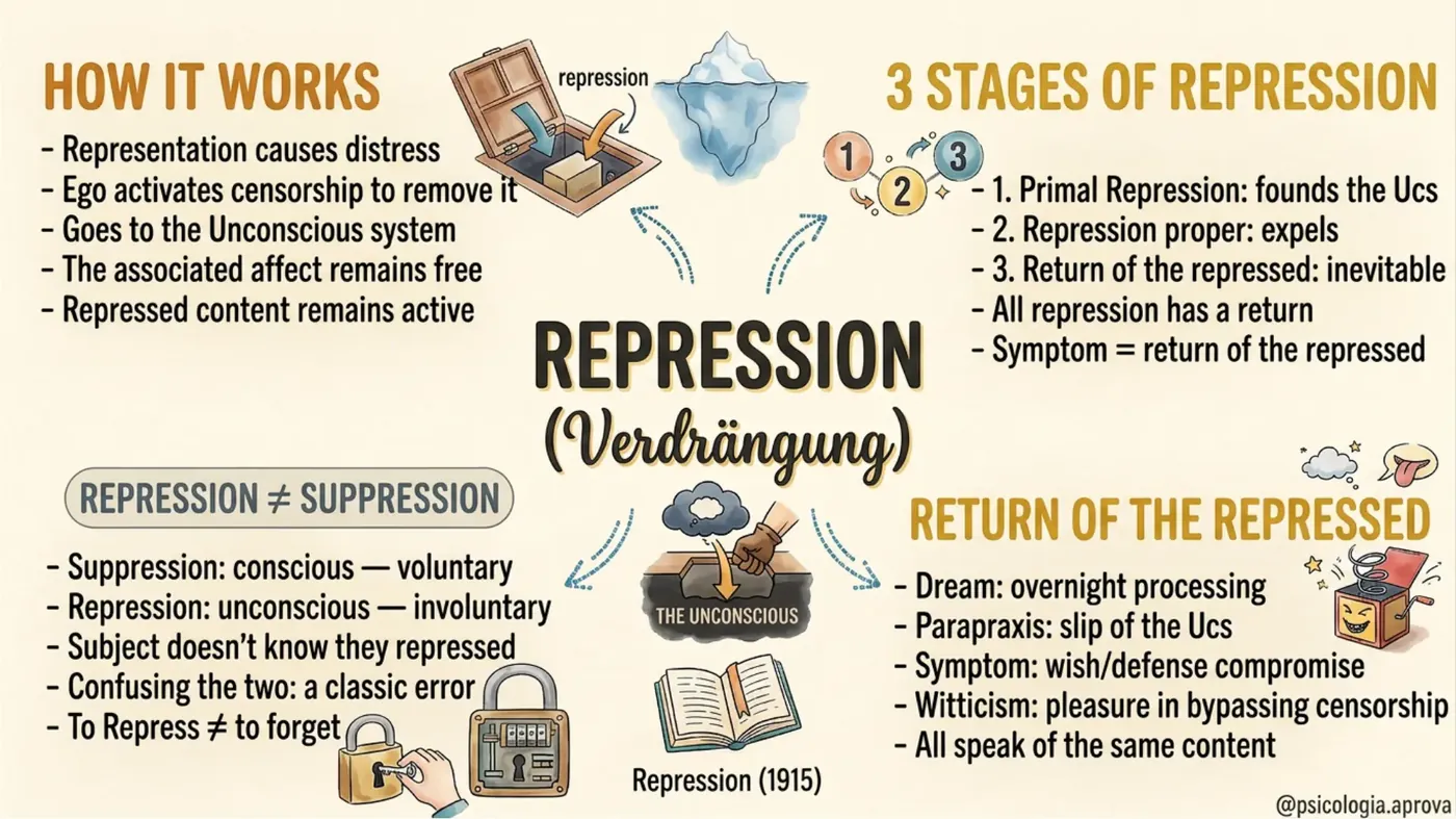 Mind map about repression (Verdrängung)